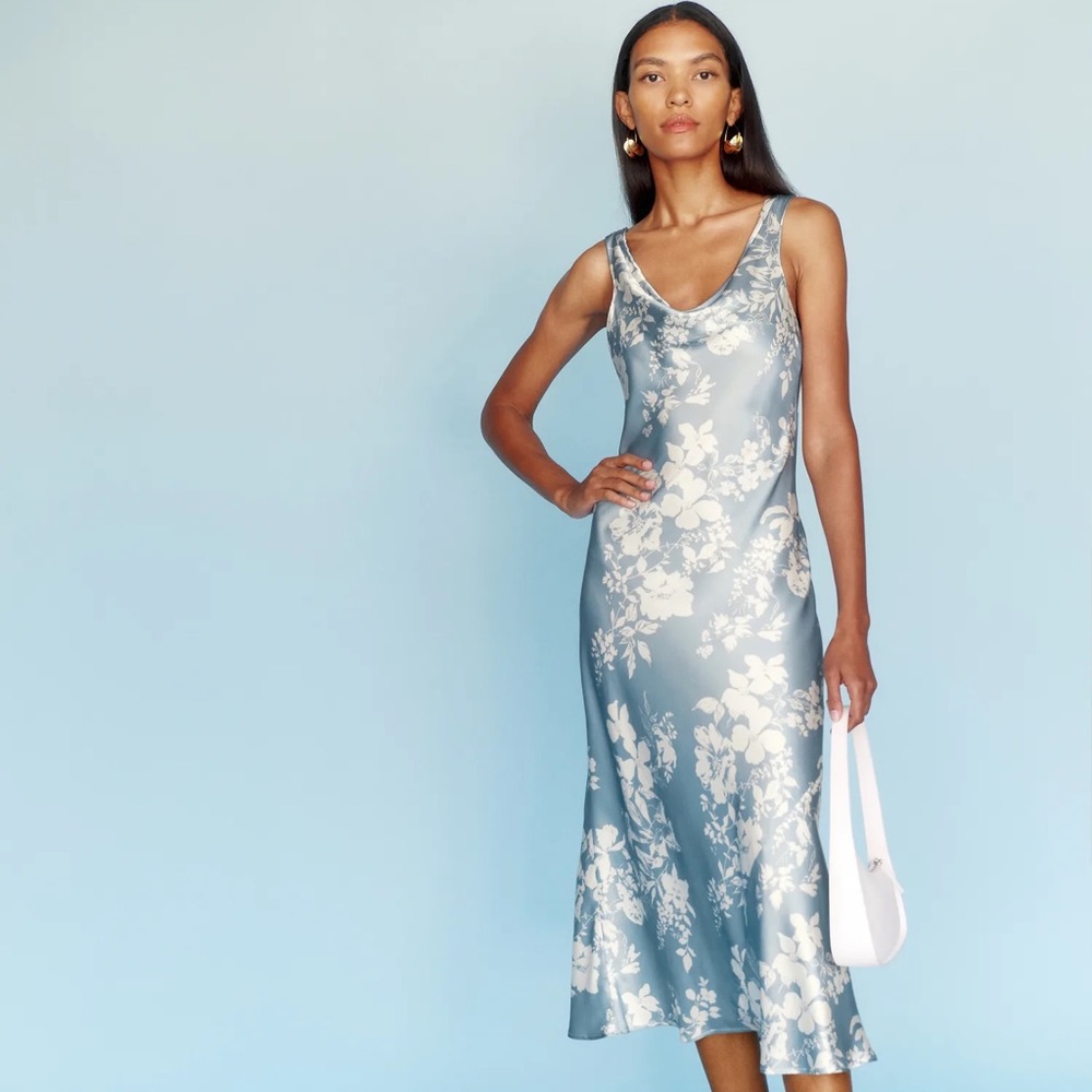 NWT REFORMATION BRYN 100% SILK DRESS IN ALISO WOMENS 8